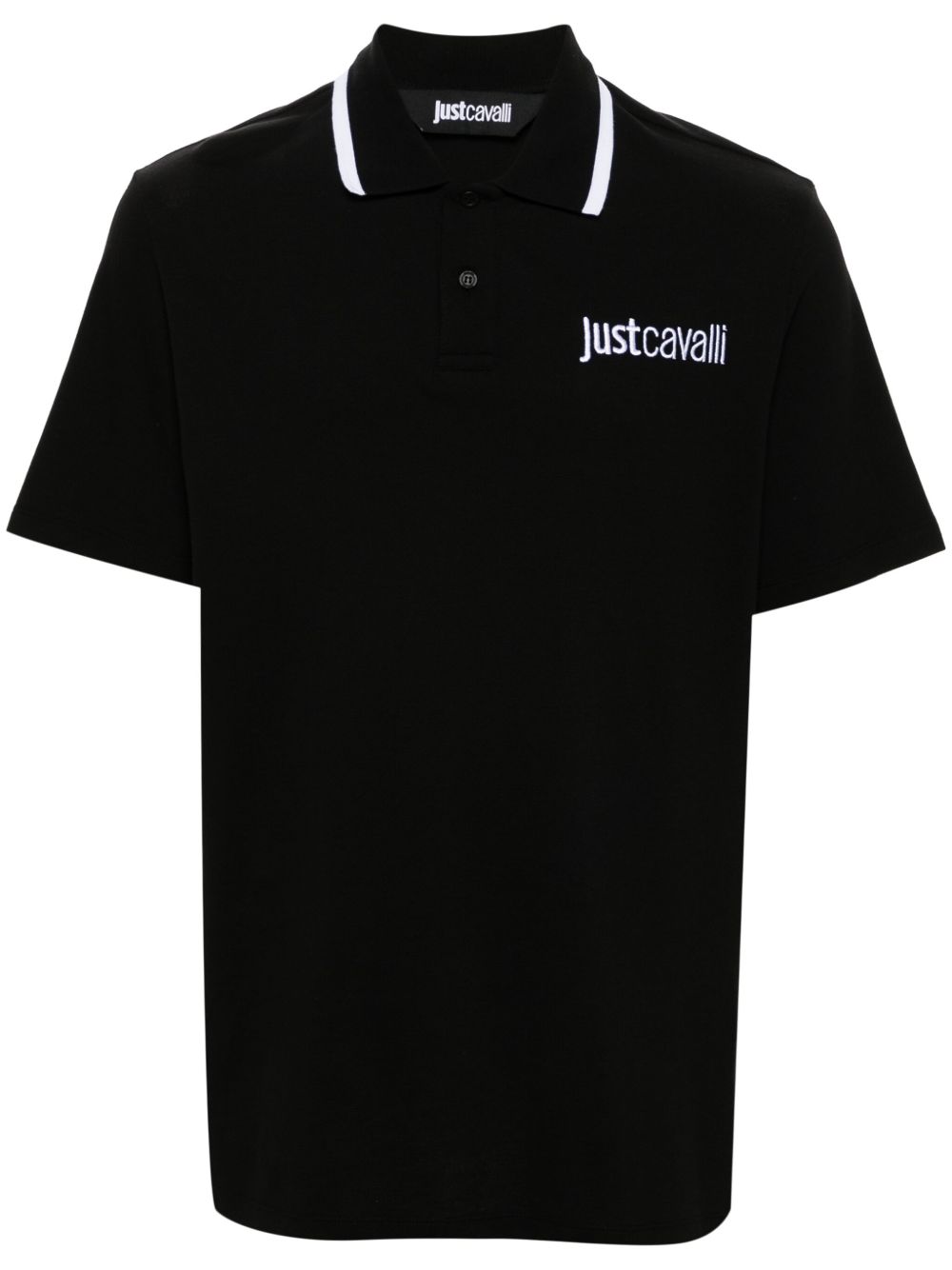 Just Cavalli logo刺绣polo衫 - 黑色