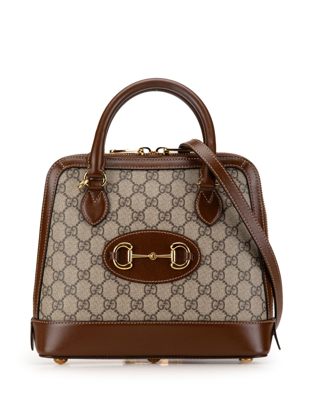 Gucci Pre-Owned GG Supreme Horsebit 1955 小号斜挎包（2000-2015年典藏款） - 褐色