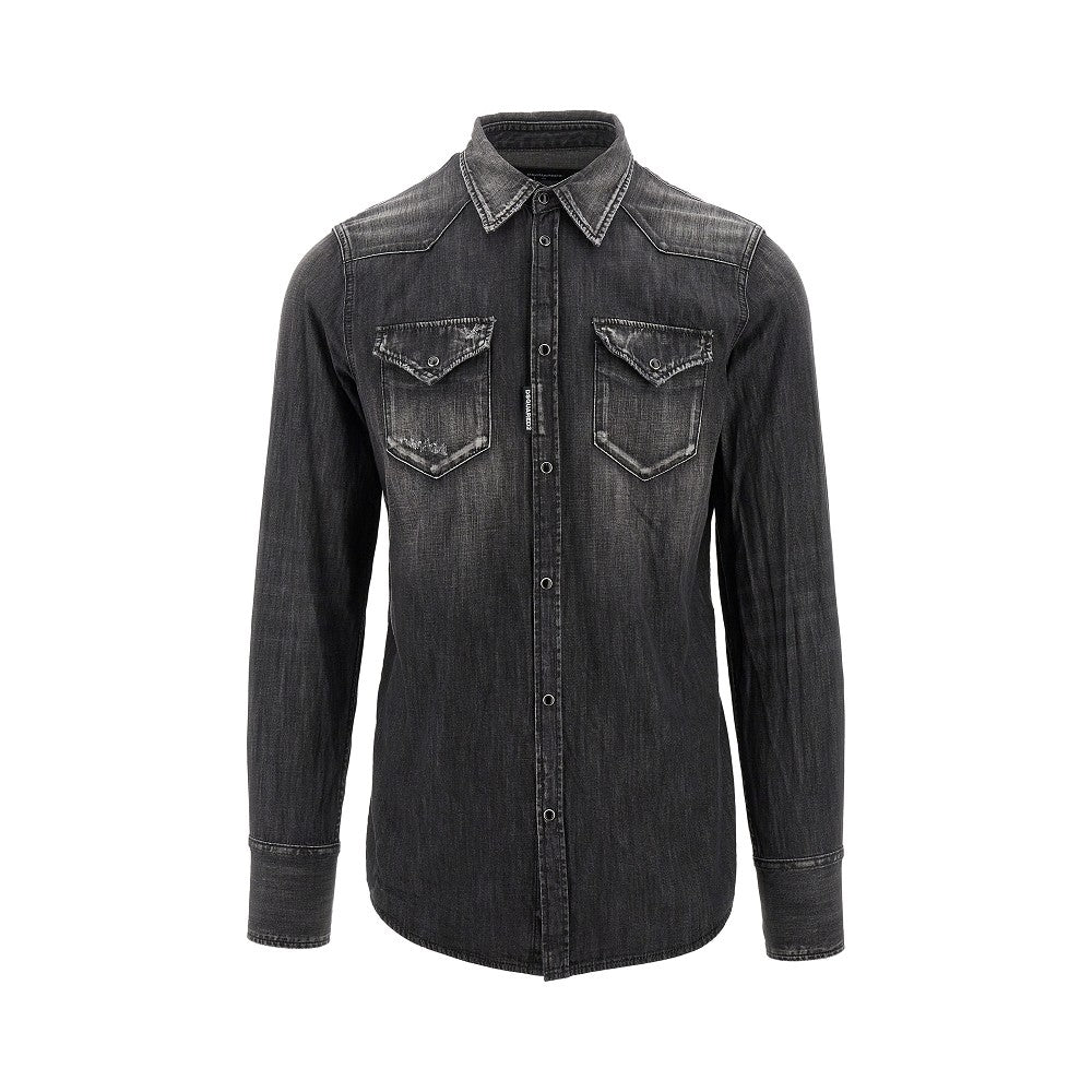 DSQUARED2 Classic Western denim shirt Man 46