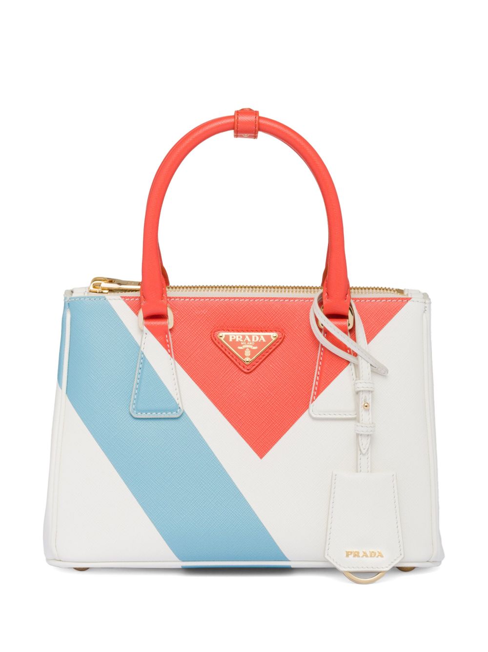 Prada Galleria Saffiano 小号皮质手提包 - 白色