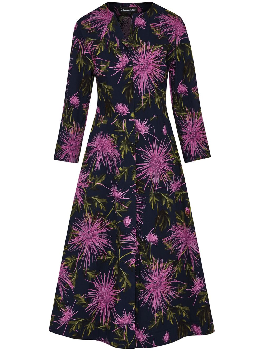 Oscar de la Renta Chrysanthemum棉府绸连衣裙 - 紫色