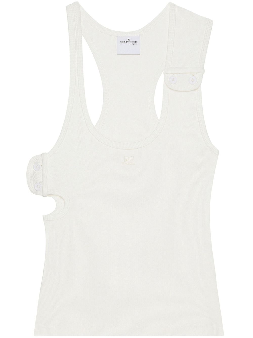 Courrèges 90年代风罗纹坦克背心 - 白色