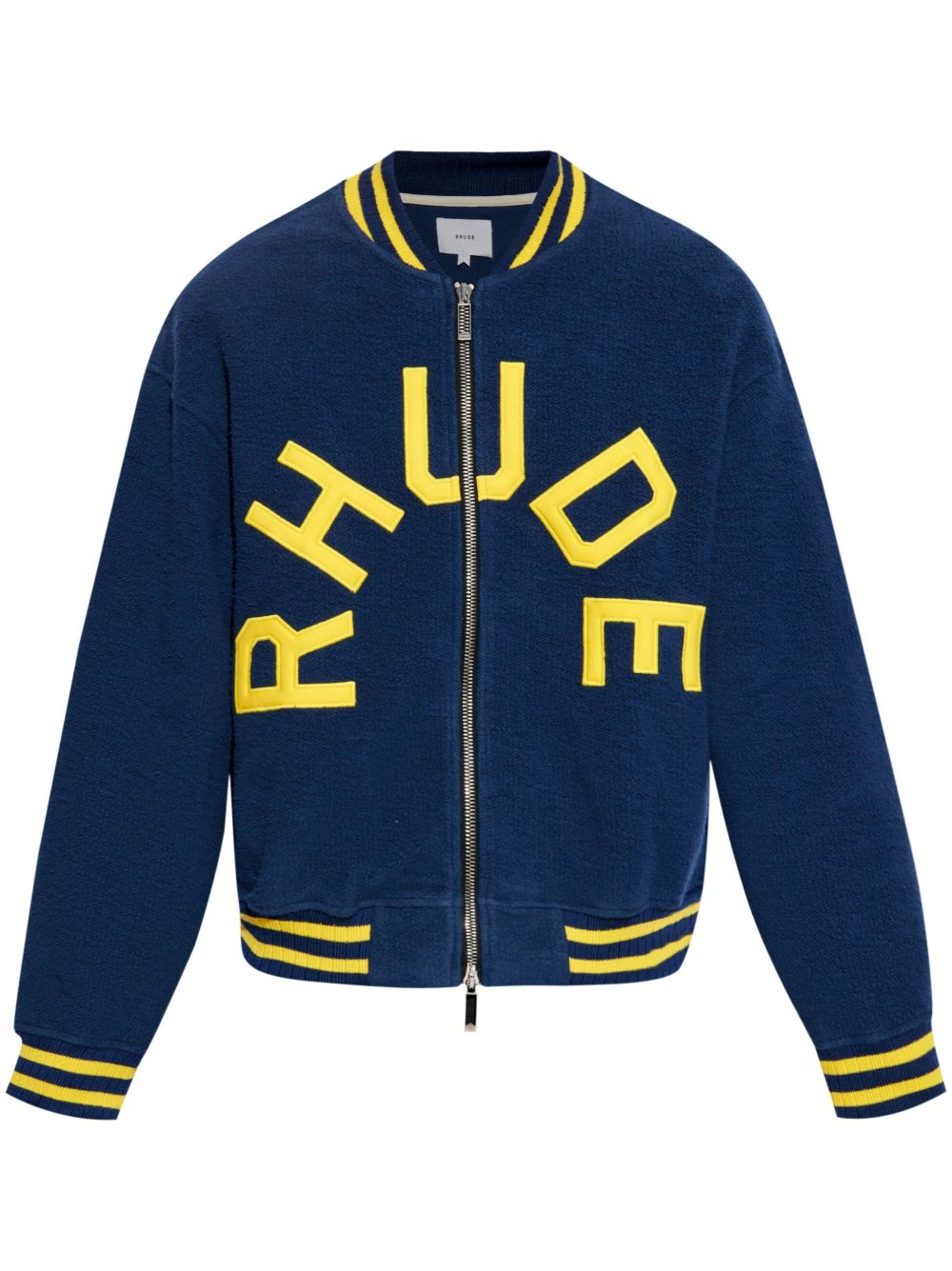 RHUDE logo贴花毛巾布棒球夹克 - 蓝色