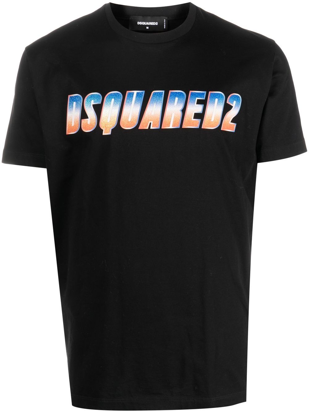 DSQUARED2 亮片金葱logo印花T恤 - 黑色