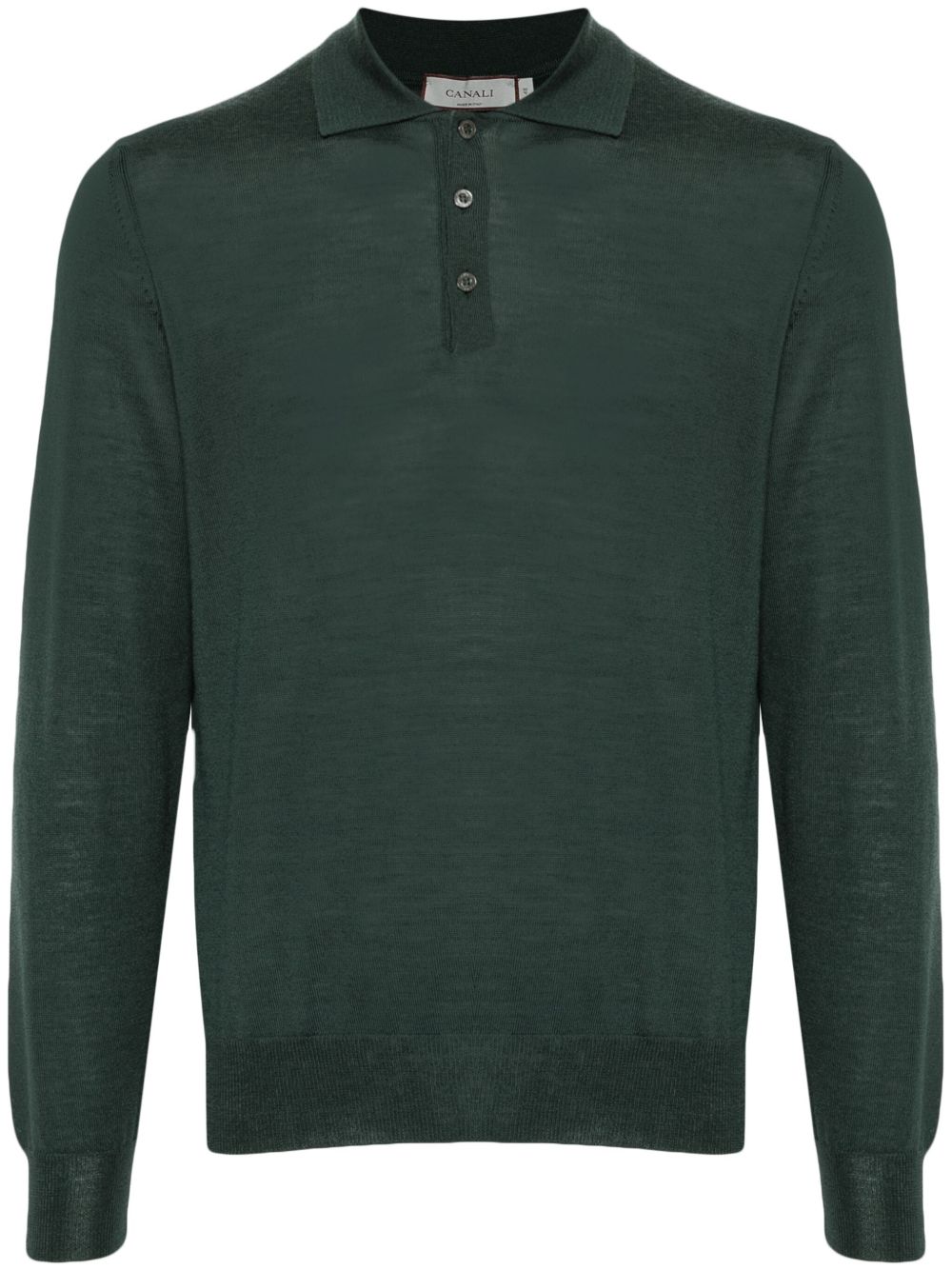 Canali 美利诺羊毛混纺polo衫 - 绿色