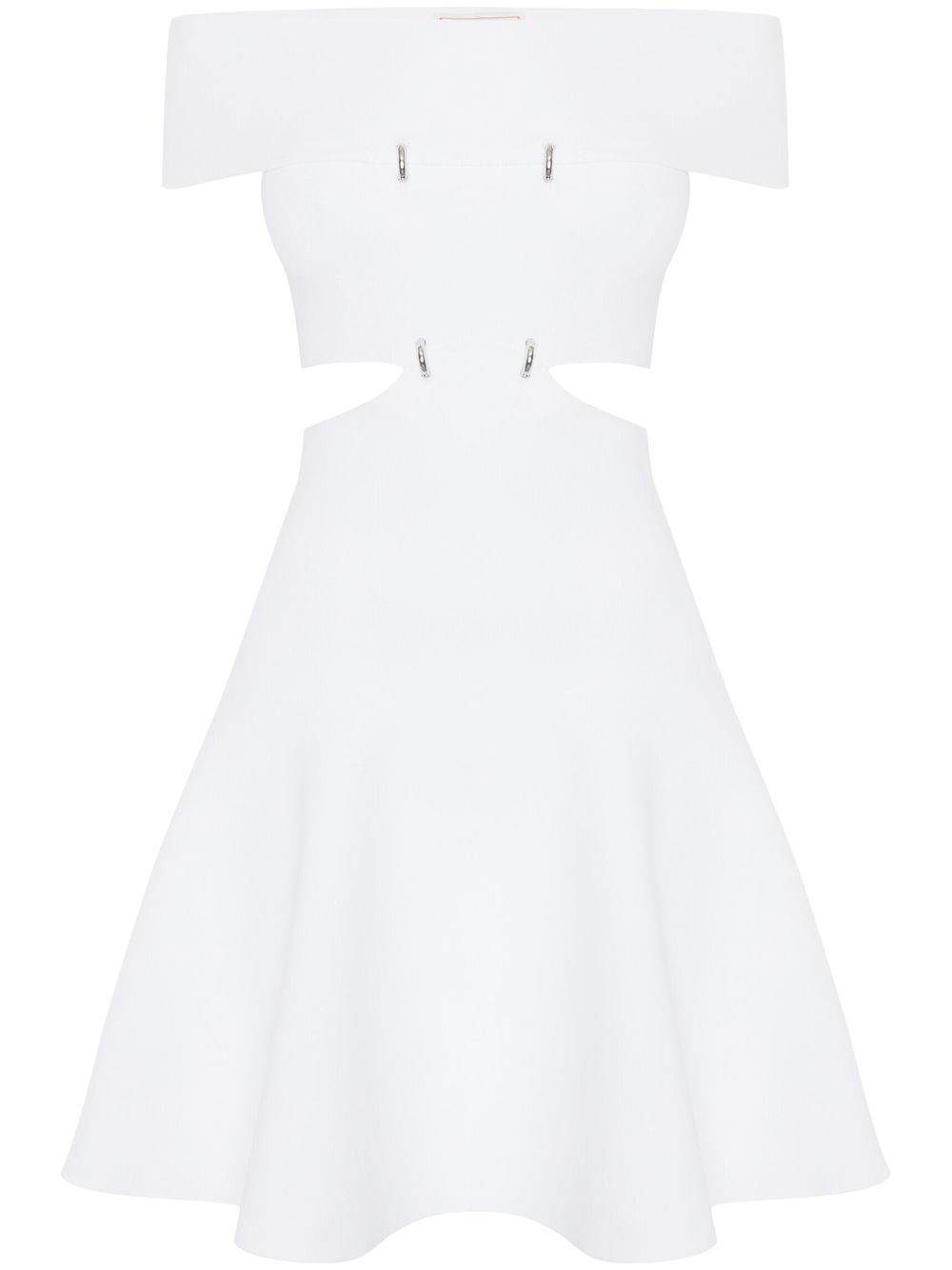 Alexander McQueen 露肩伞形迷你连衣裙 - 白色