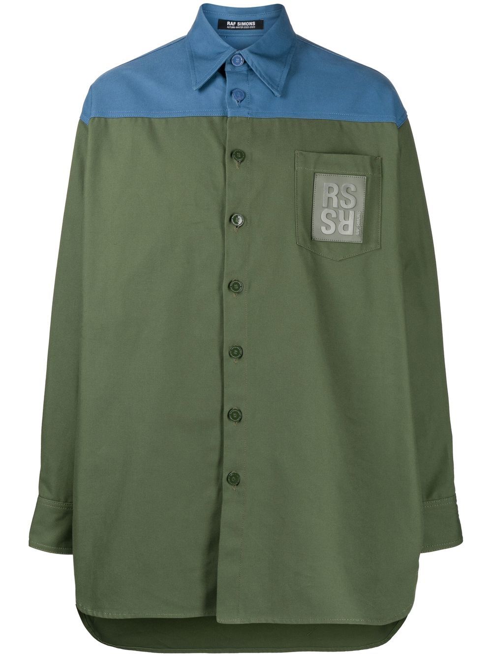 Raf Simons 标贴拼接衬衫 - 绿色