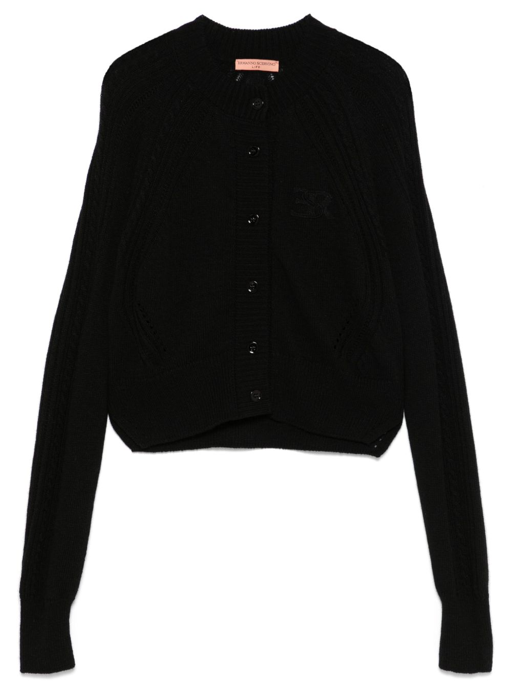 Ermanno Scervino logo刺绣开衫 - 黑色