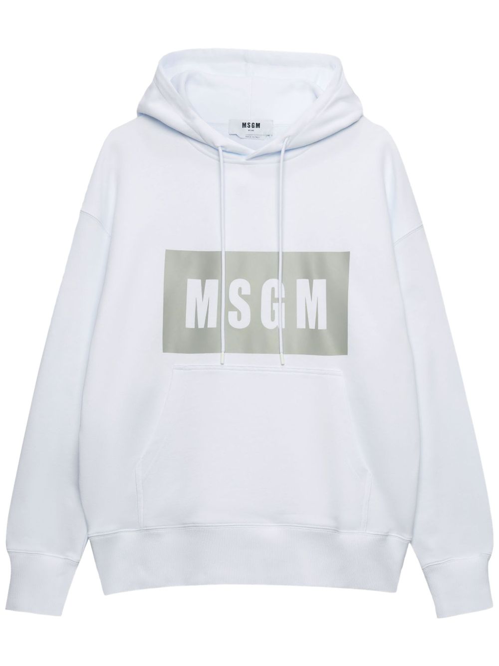 MSGM logo印花棉连帽衫 - 白色