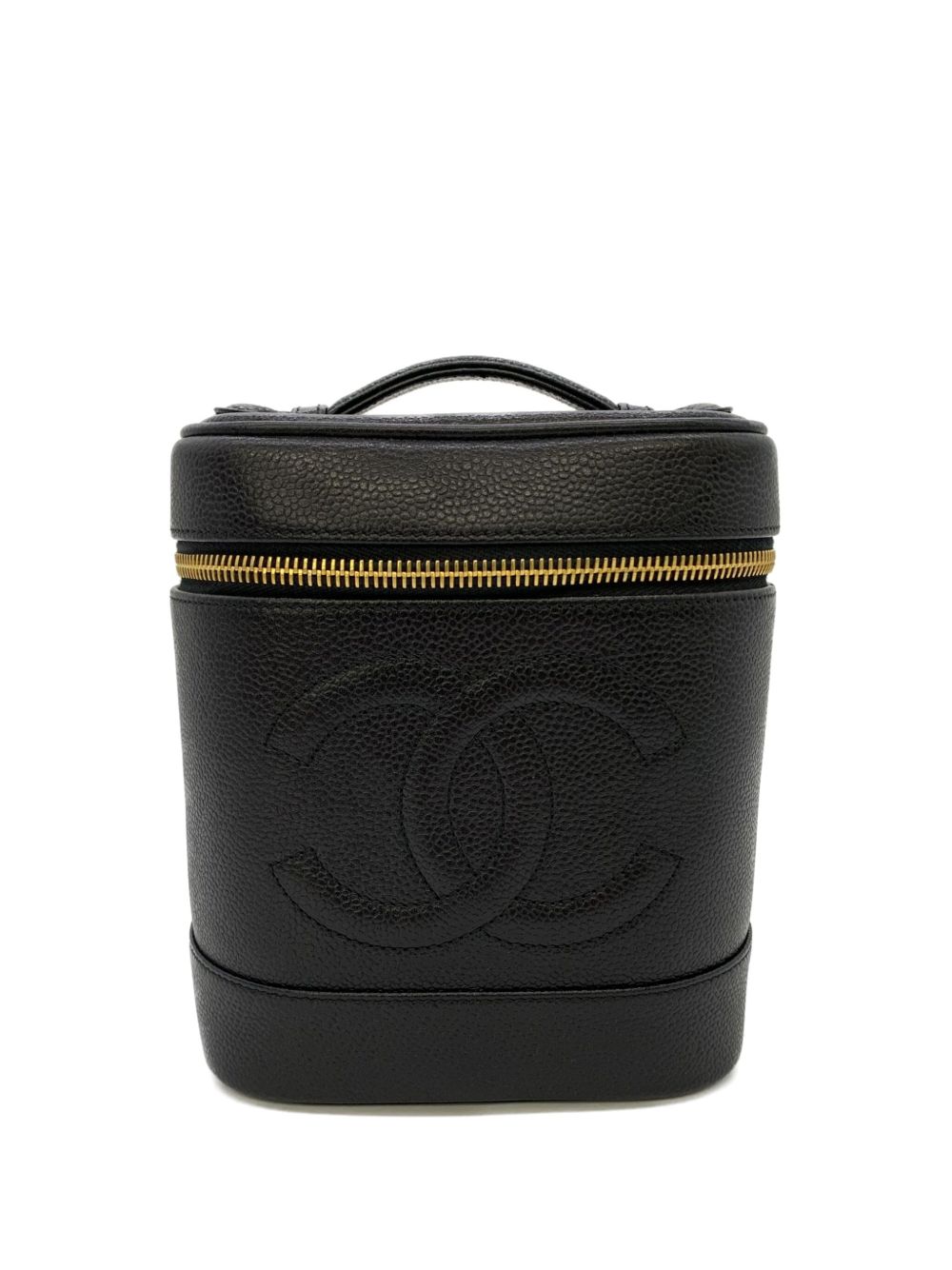 CHANEL Pre-Owned CC 缝线化妆手提包（1996-1997年典藏款） - 黑色