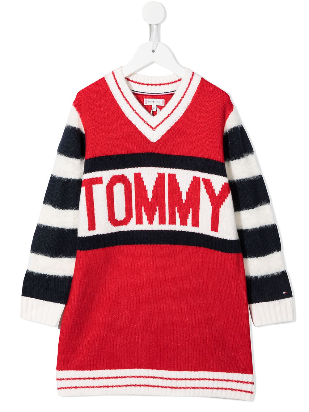 Tommy Hilfiger Junior logo嵌花针织连衣裙 - 红色