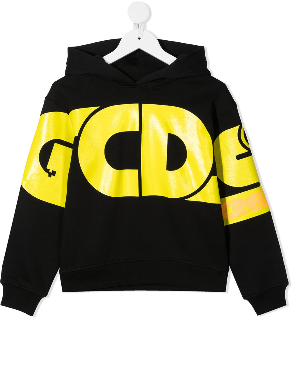 Gcds Kids logo印花连帽衫 - 黑色