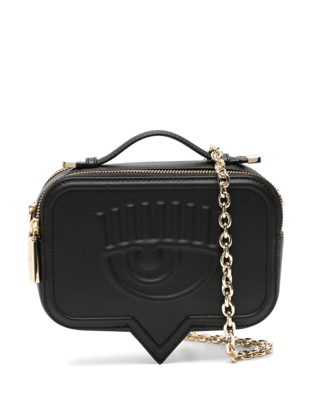 Chiara Ferragni Eyelike logo压纹斜挎包 - 黑色
