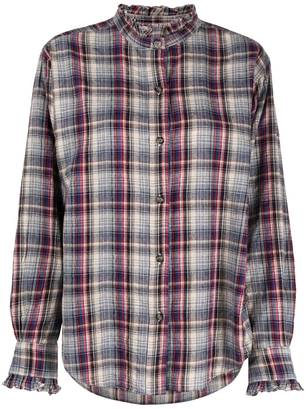 MARANT ÉTOILE 荷叶边饰格纹衬衫 - 蓝色