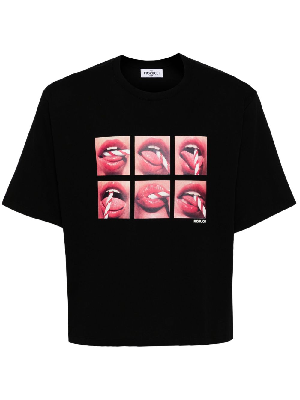 Fiorucci Mouth Graphic 印花棉T恤 - 黑色