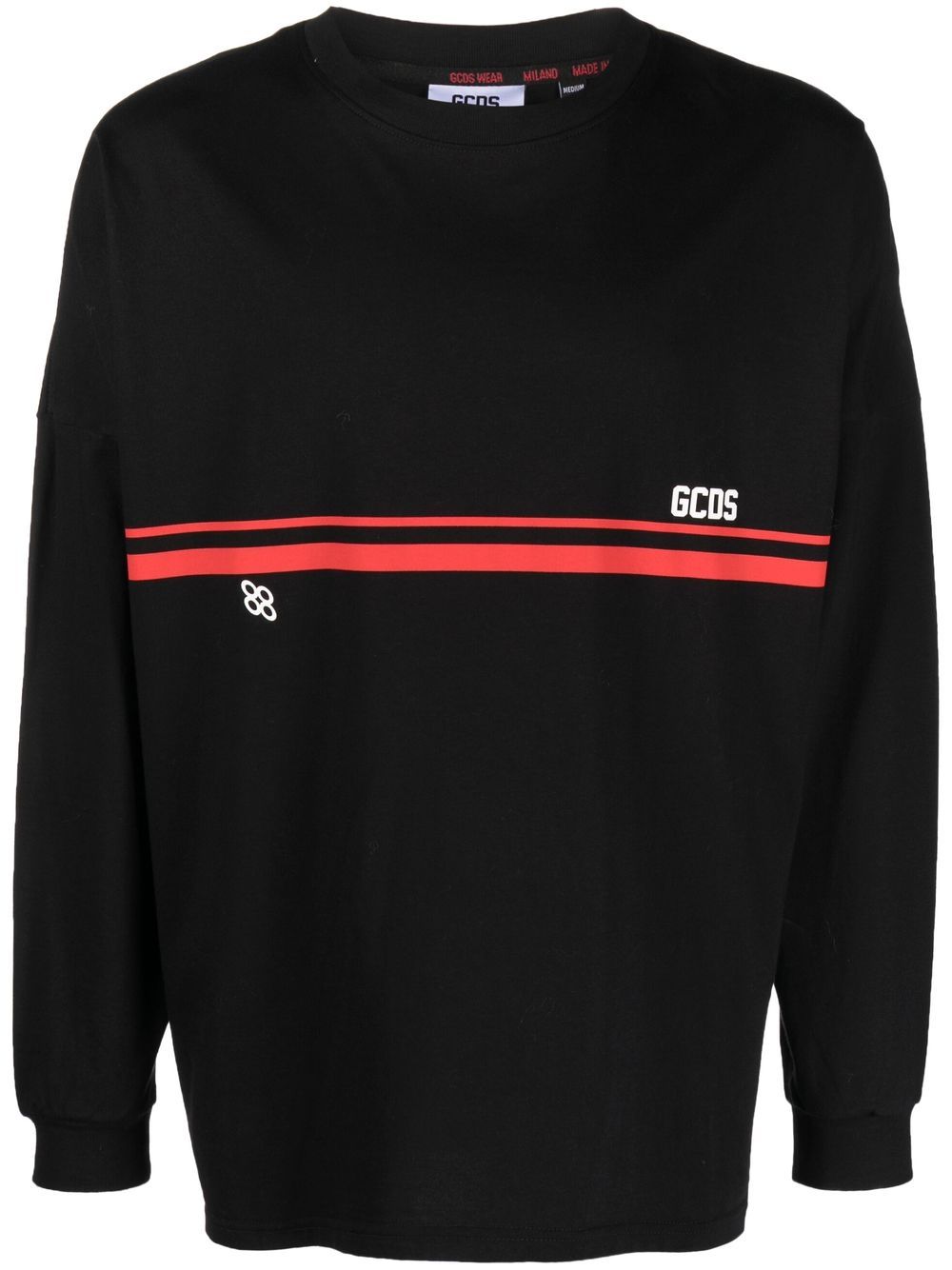 GCDS logo印花条纹卫衣 - 黑色