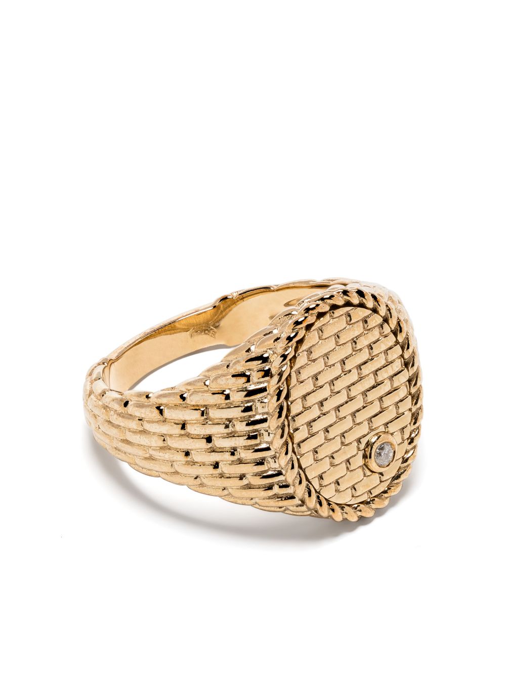 Yvonne Léon 9k黄金 Chevalier Oval Cannage 图章戒指 - 金色