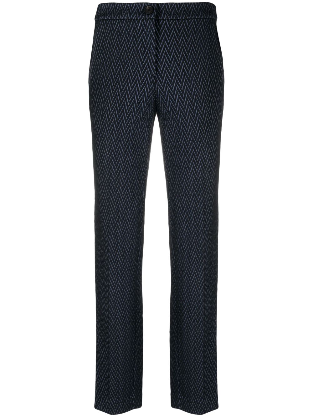 Emporio Armani Z字形图案露踝裤 - 蓝色