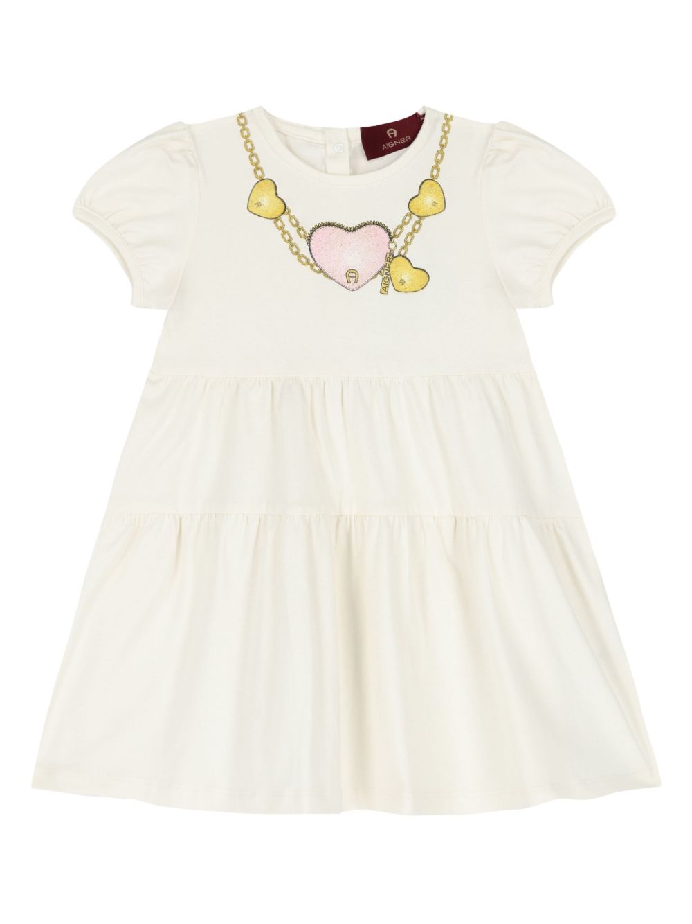 Aigner Kids 印花分层式连衣裙 - 中性色