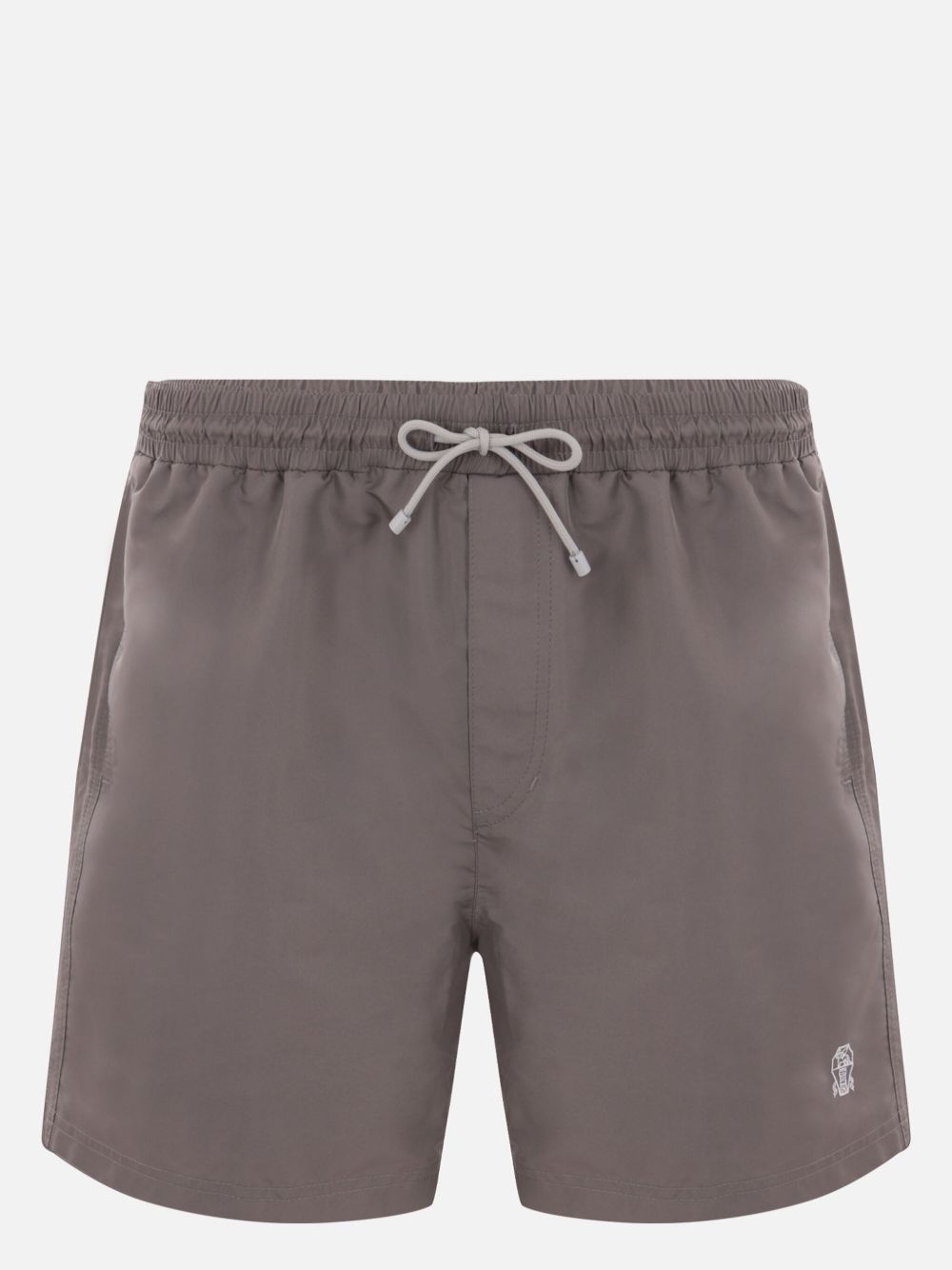 Brunello Cucinelli logo刺绣泳裤 - 褐色