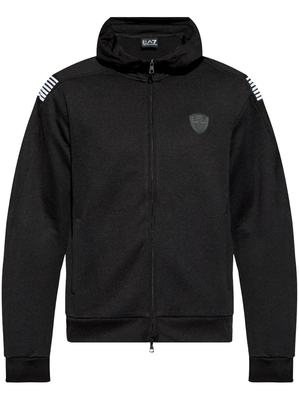 Ea7 Emporio Armani logo连帽衫 - 黑色