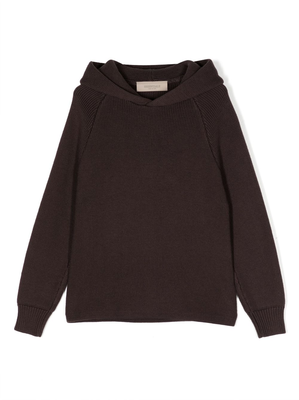 FEAR OF GOD ESSENTIALS KIDS 粗绞花针织棉混纺连帽衫 - 褐色