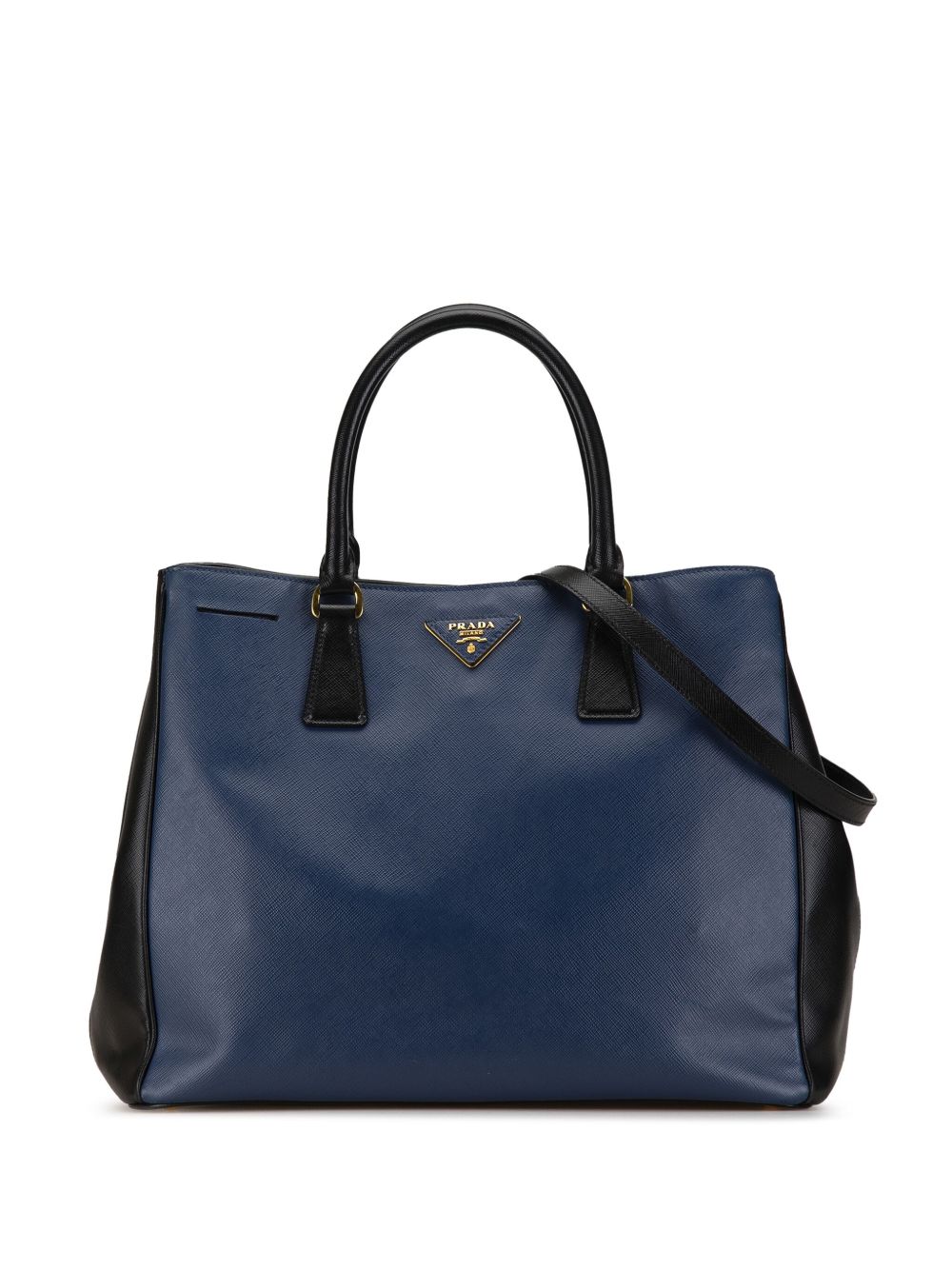 Prada Pre-Owned Saffiano Lux Bicolor Galleria 中号斜挎包（2013-2023年典藏款） - 黑色