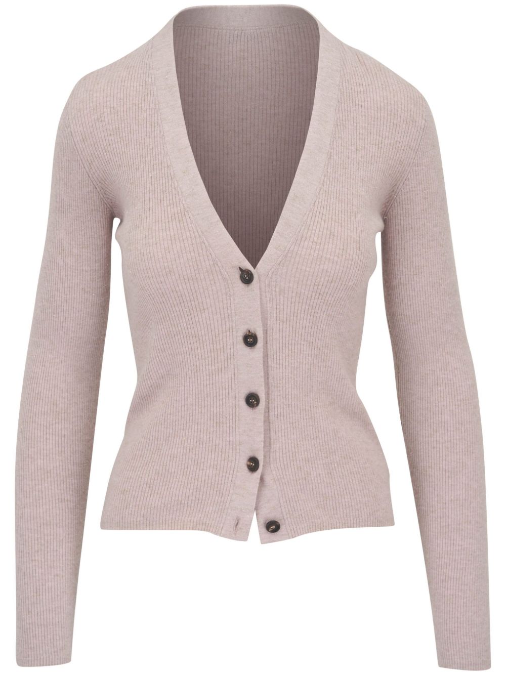 Brunello Cucinelli V领罗纹针织开衫 - 粉色