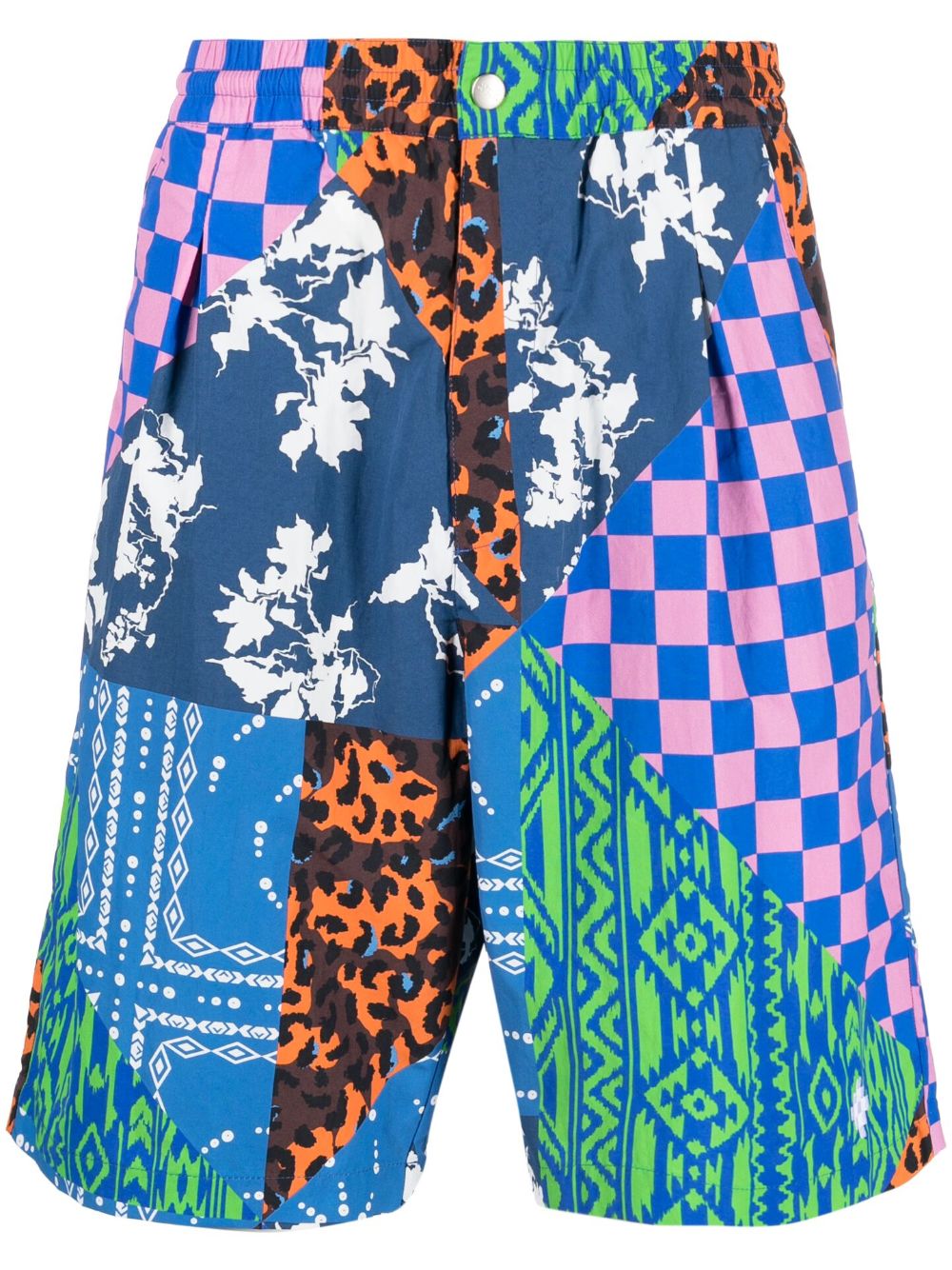 Marcelo Burlon County of Milan 多拼接及膝短裤 - 蓝色