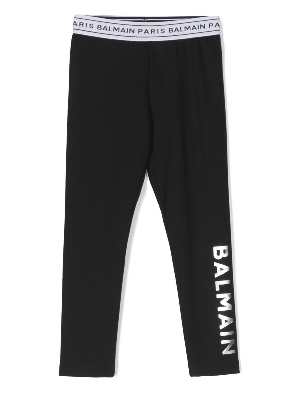 Balmain Kids logo拼接打底裤 - 黑色