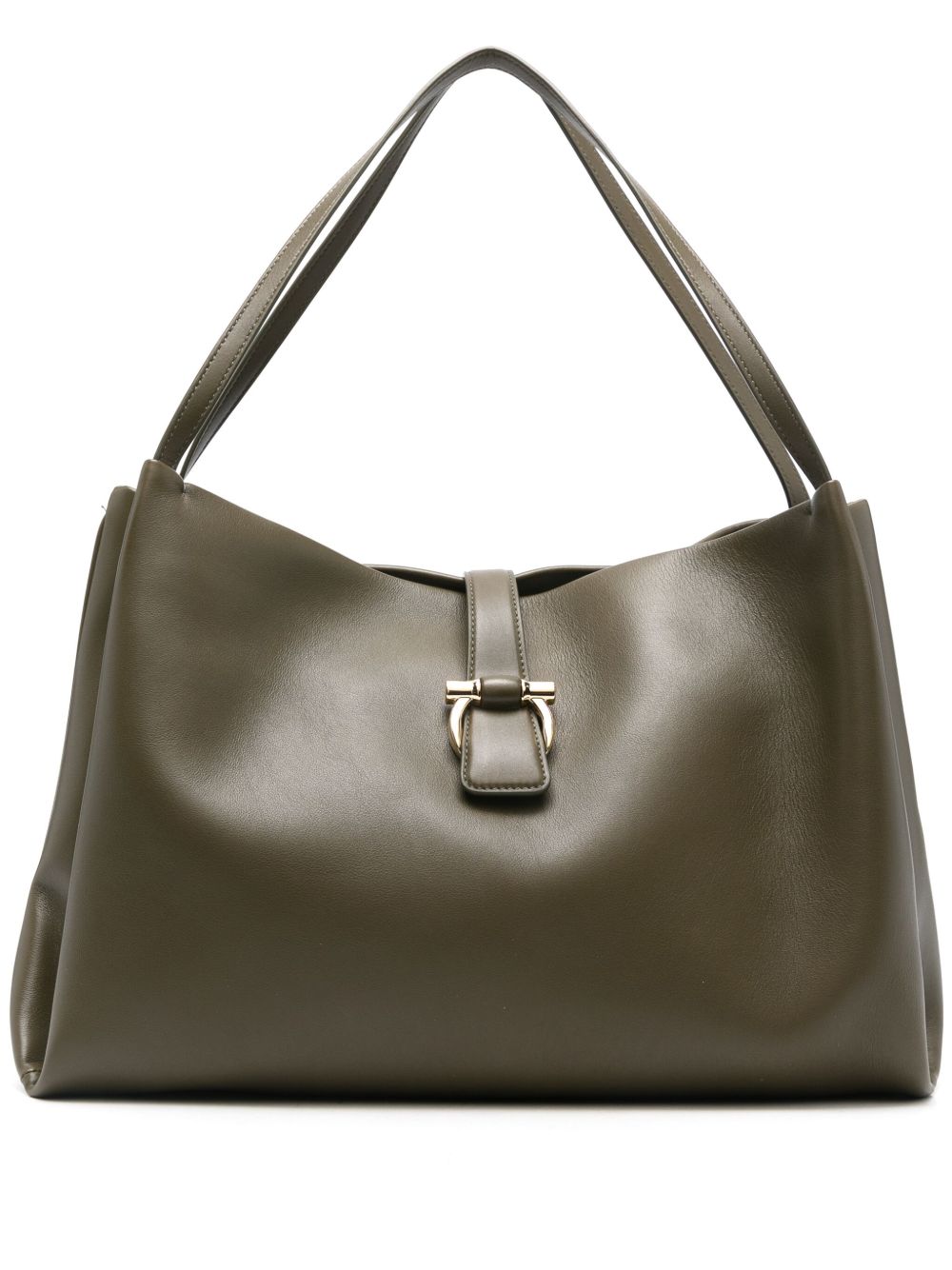 Ferragamo 中号皮质托特包 - 绿色
