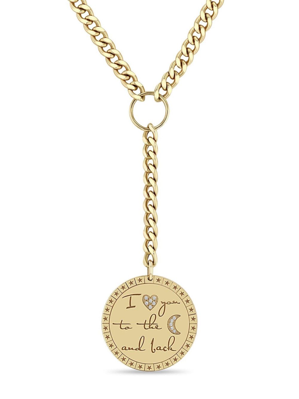Zoë Chicco 14K黄金 Love You To The Moon & Back 钻石项链 - 金色