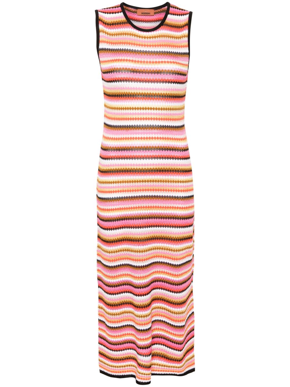 Missoni 罗纹针织条纹超长连衣裙 - 粉色
