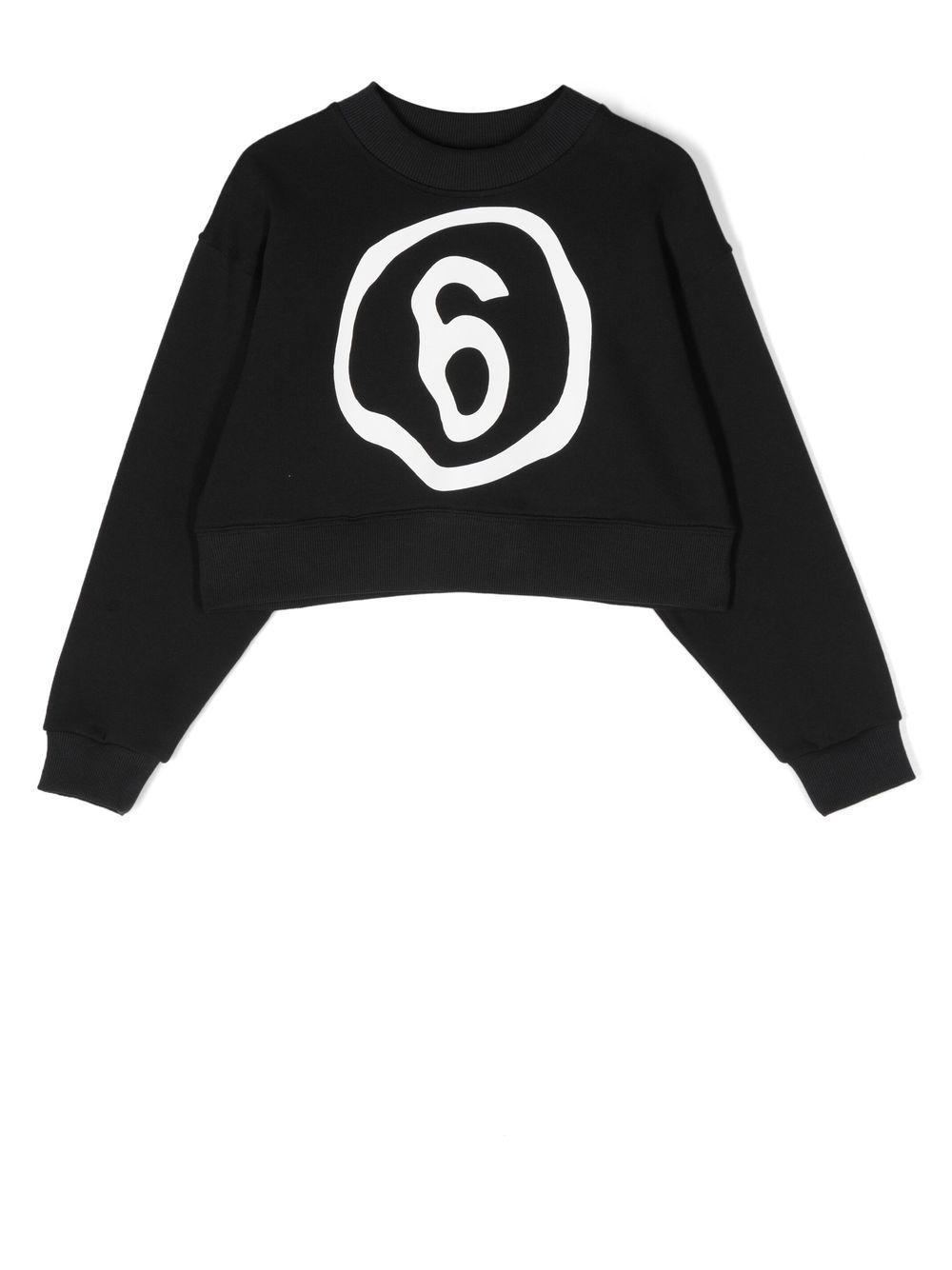MM6 Maison Margiela Kids logo印花短款卫衣 - 黑色