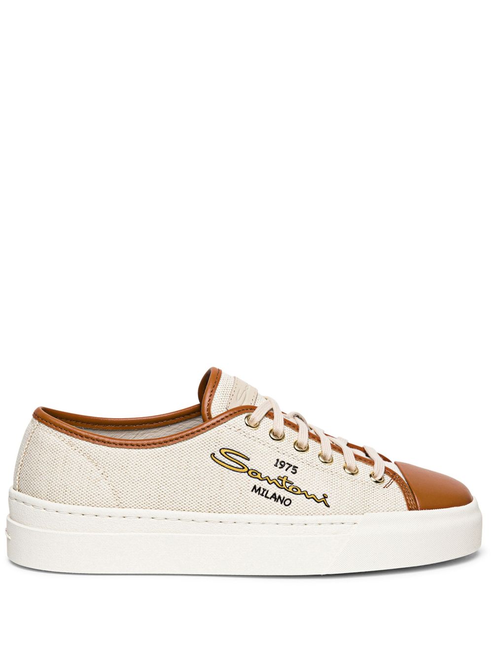 Santoni logo印花帆布运动鞋 - 中性色