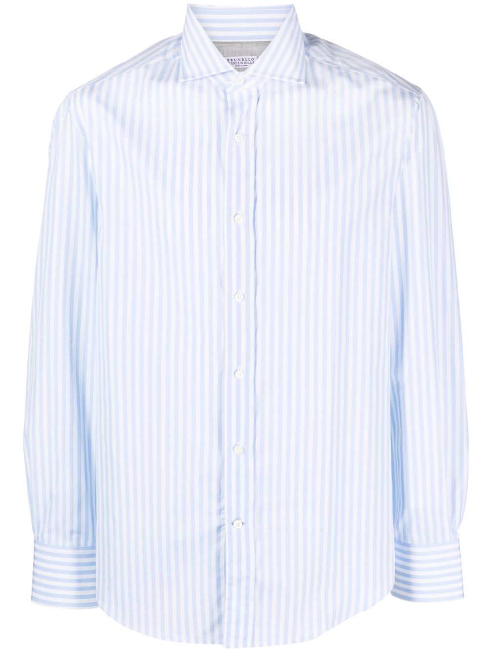 Brunello Cucinelli 条纹棉衬衫 - 白色