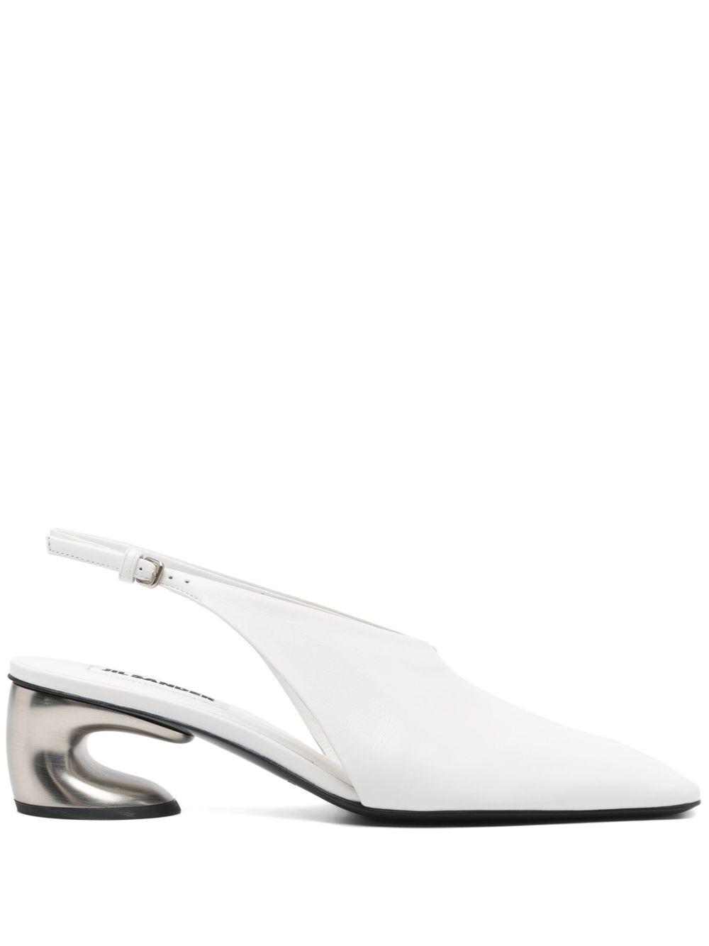 Jil Sander 皮质裹踝低跟鞋（5厘米） - 白色
