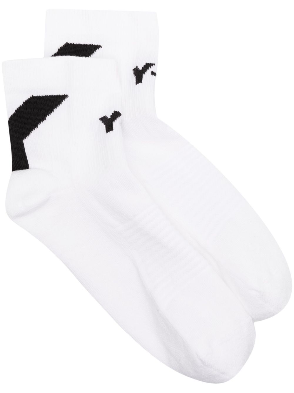 Y-3 嵌花logo针织袜 - 白色