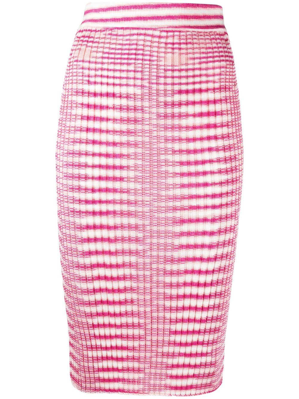 Missoni 条纹罗纹针织半身裙 - 粉色