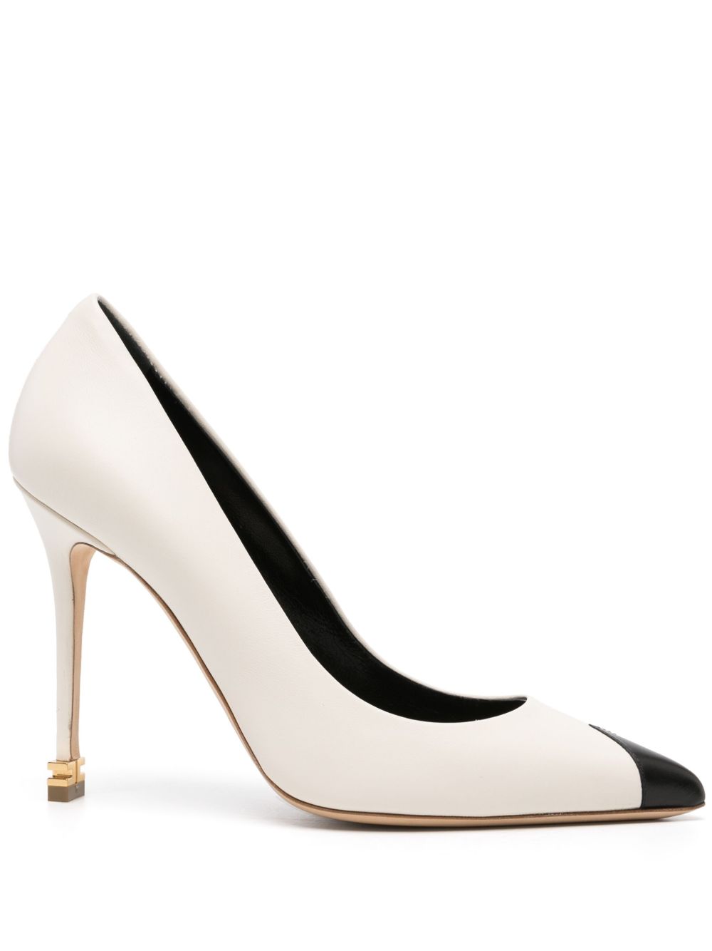 Elisabetta Franchi 金属logo皮质高跟鞋 - 白色