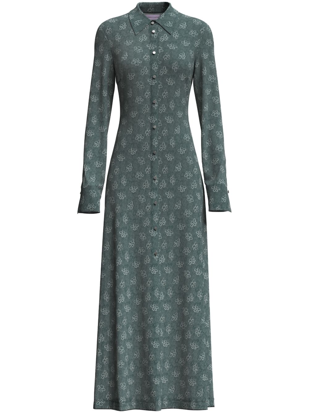 Margherita MACCAPANI Andre 经典logo提花超长衬衫裙 - 绿色