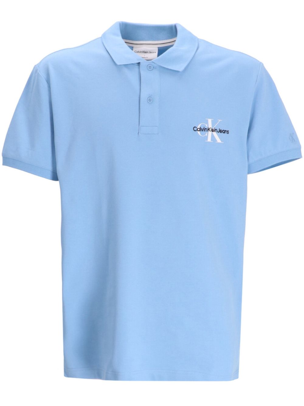 Calvin Klein Jeans logo刺绣棉混纺polo衫 - 蓝色