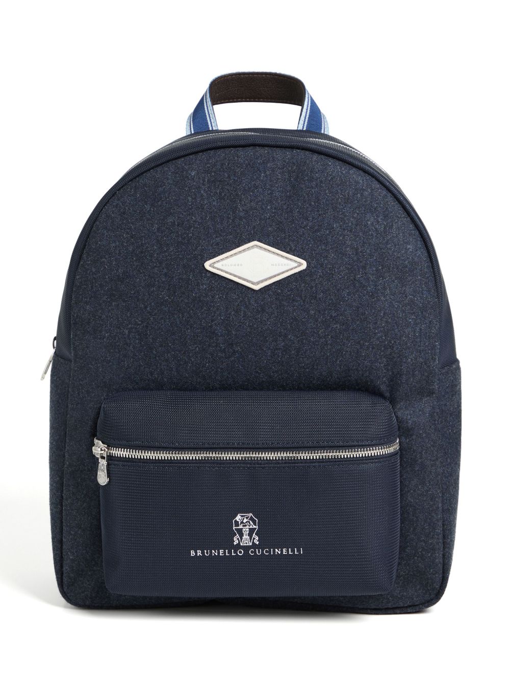 Brunello Cucinelli Kids logo印花双肩包 - 蓝色