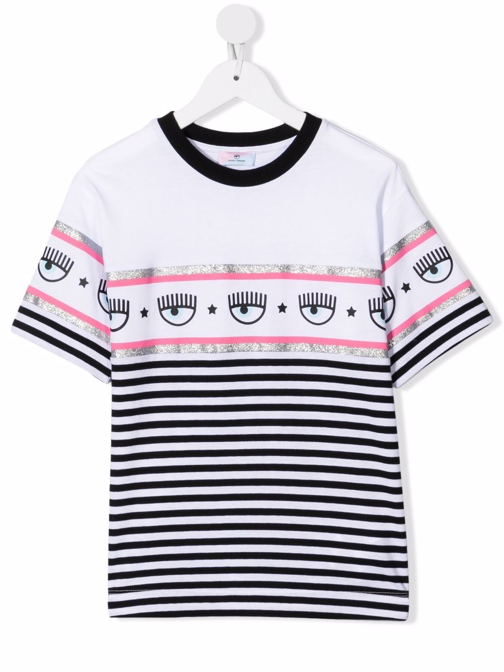 Chiara Ferragni Kids 条纹T恤 - 白色