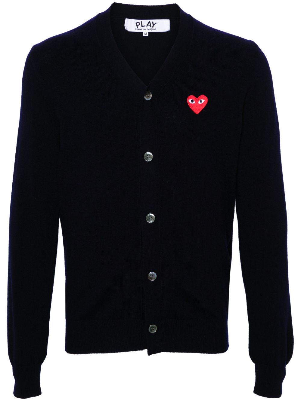 Comme Des Garçons Play V领羊毛开衫 - 蓝色
