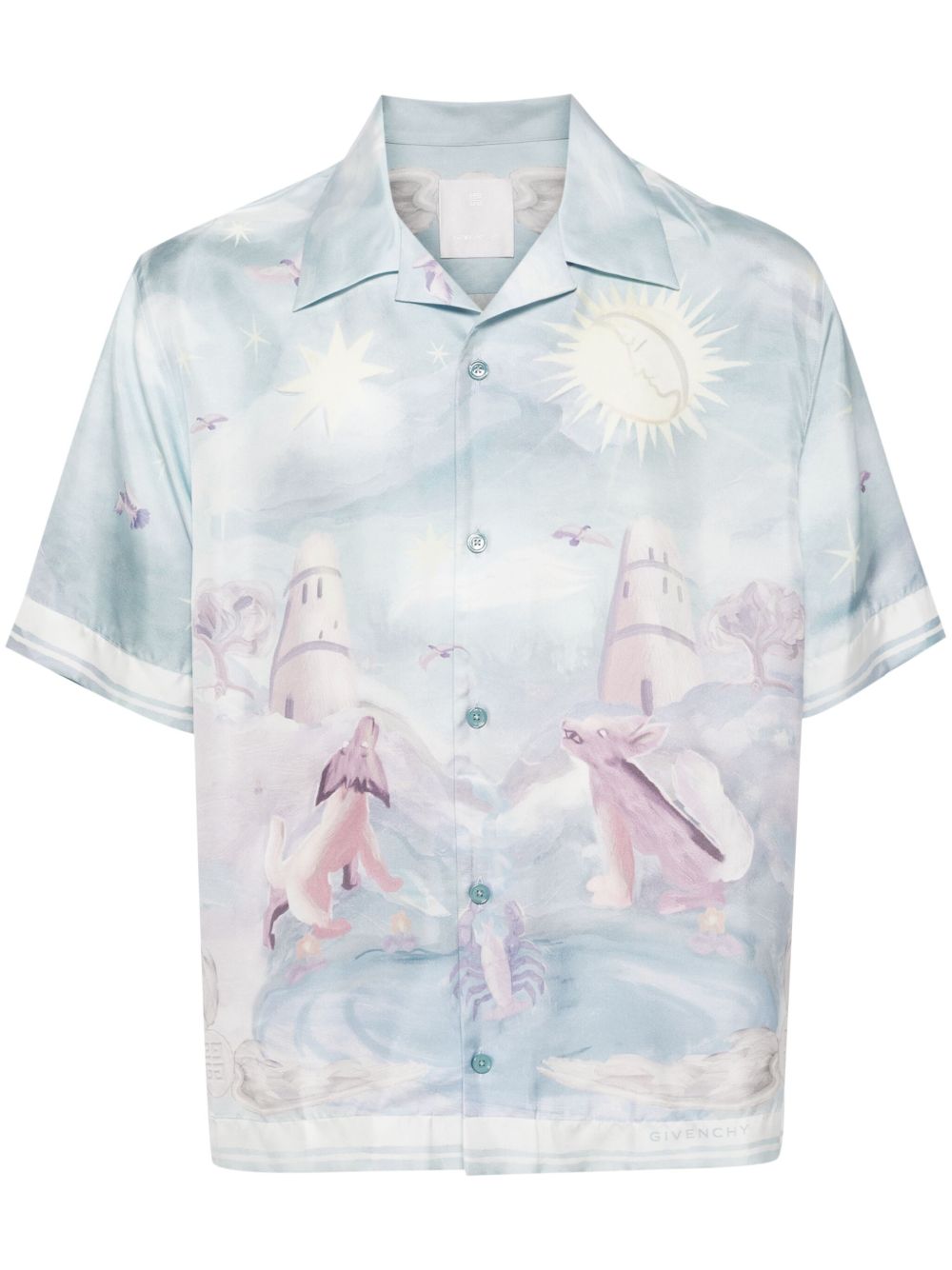 Givenchy 直筒印花真丝衬衫 - 蓝色
