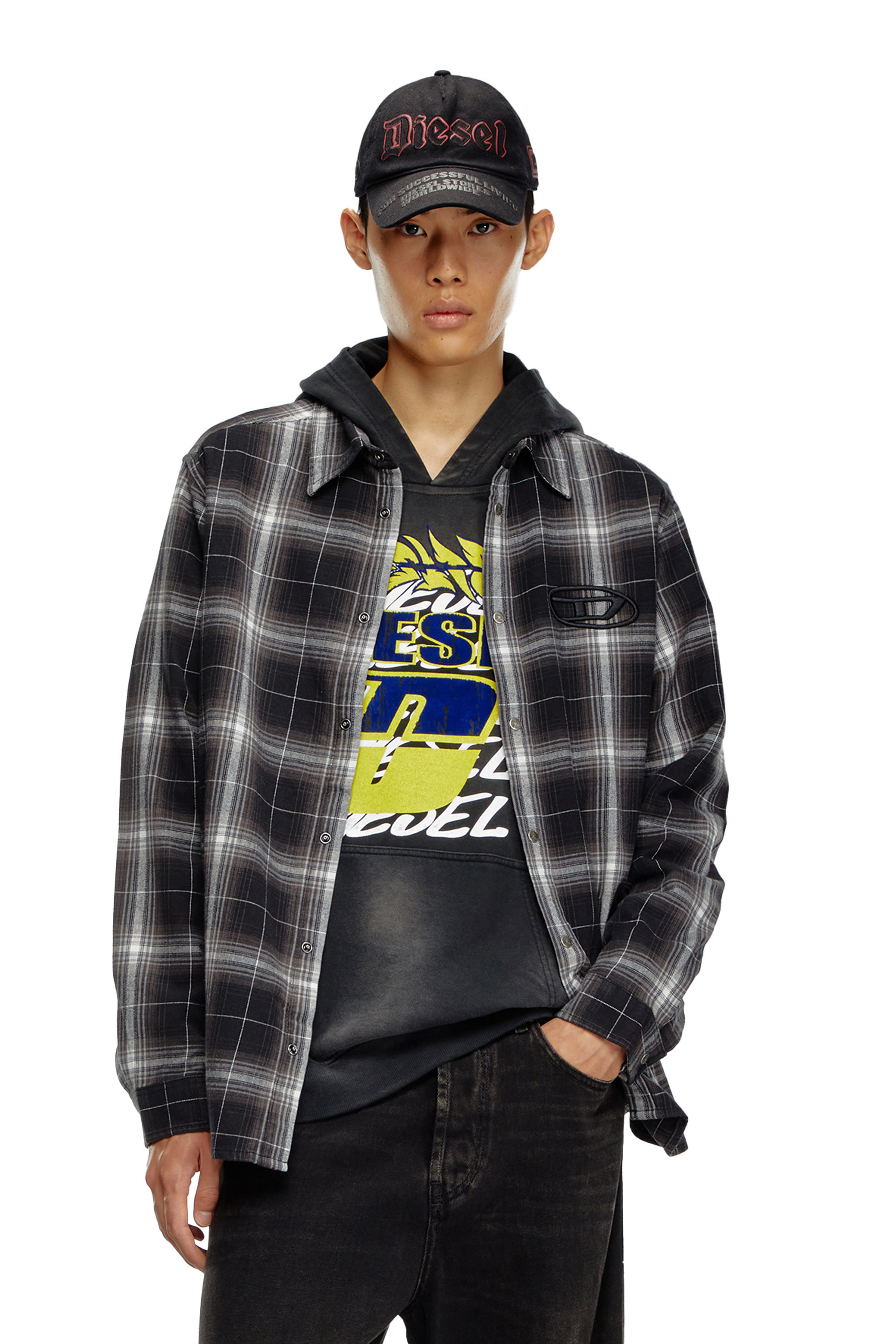 Diesel - Check flannel shirt - Shirts - Man - Black