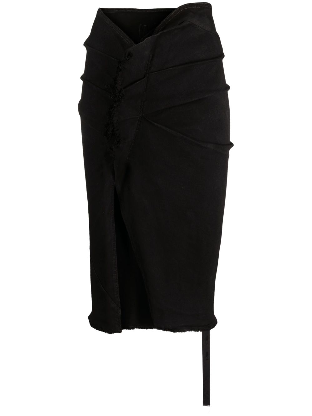 Rick Owens DRKSHDW 裹身式中长牛仔半身裙 - 黑色