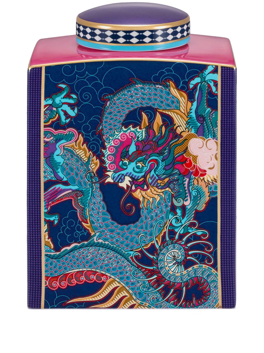 Shanghai Tang Vivid Dragon Fine 中号骨瓷罐 - 紫色