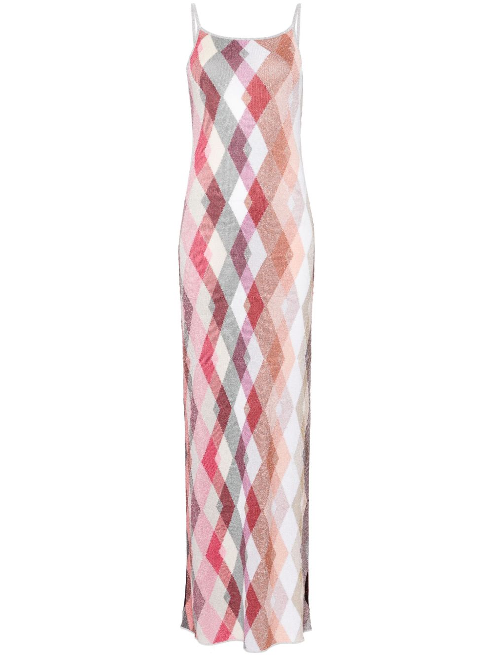 Missoni 格纹编织超长连衣裙 - 粉色